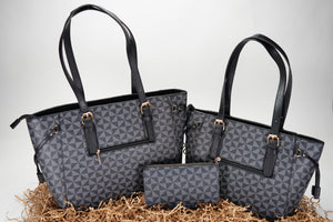 3-Piece Handbag Set Black and Gray